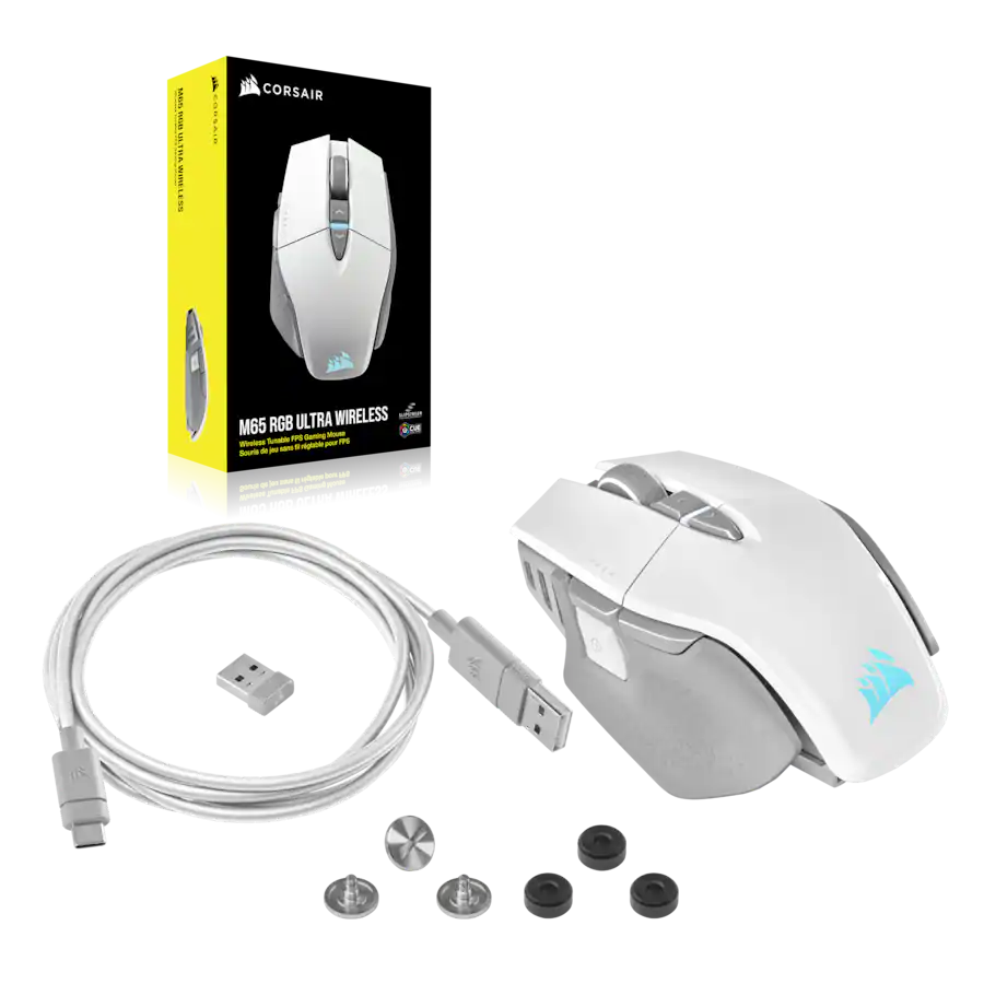 Mouse da gioco FPS Corsair M65 RGB ULTRA WIRELESS — Bianco