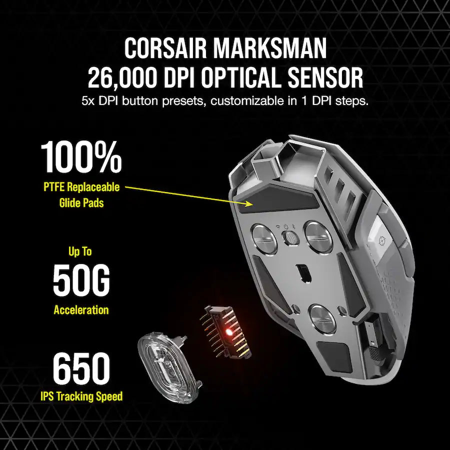 Mouse da gioco FPS Corsair M65 RGB ULTRA WIRELESS — Bianco